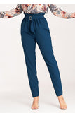 Stylish Tapered Pants with Pleats and Decorative Buckle