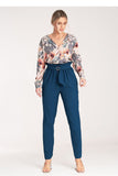 Stylish Tapered Pants with Pleats and Decorative Buckle
