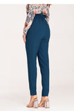 Stylish Tapered Pants with Pleats and Decorative Buckle