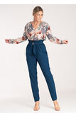 Stylish Tapered Pants with Pleats and Decorative Buckle