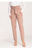 Chic Tapered Trousers with Decorative Belt and Pockets