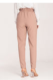 Chic Tapered Trousers with Decorative Belt and Pockets