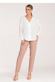 Chic Tapered Trousers with Decorative Belt and Pockets