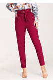 Elegant Pleated Tapered Pants with Decorative Buckle and Pockets