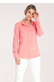 Classic Women's Collared Shirt with Decorative Snap Closure