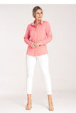 Classic Women's Collared Shirt with Decorative Snap Closure