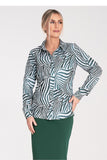 Elegant Women's Snap-Front Collared Shirt with Decorative Cuffs