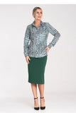 Elegant Women's Snap-Front Collared Shirt with Decorative Cuffs