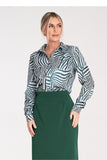 Elegant Women's Snap-Front Collared Shirt with Decorative Cuffs
