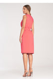 Elegant Midi Sleeveless Dress with Belt and Gold Buckle