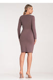 Elegant Fitted Long Sleeve Dress with V-Neck Overlap