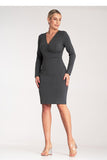 Elegant Fitted Dress with Long Sleeves and V-Neck Design