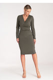 Chic Fitted Long Sleeve Dress with V-Neck and Side Zip