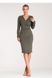Chic Fitted Long Sleeve Dress with V-Neck and Side Zip