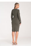 Chic Fitted Long Sleeve Dress with V-Neck and Side Zip