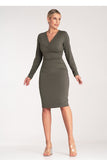 Chic Fitted Long Sleeve Dress with V-Neck and Side Zip
