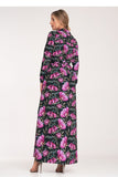 Chic Button-Up Maxi Dress with Long Sleeves and Belt
