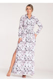 Elegant Button-Up Maxi Dress with Long Sleeves and Belt