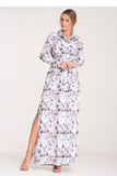 Elegant Button-Up Maxi Dress with Long Sleeves and Belt