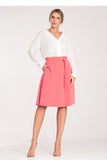 Flared Knee-Length Skirt with Pockets and Decorative Belt