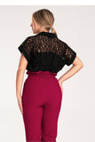 Elegant Button-Up Short-Sleeve Sheer Mottled Shirt