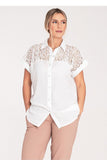 Chic Button-Up Short-Sleeved Sheer Mottled Shirt