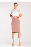Chic Button-Up Short-Sleeved Sheer Mottled Shirt