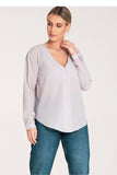 Chic Long-Sleeved Press-Stud Shirt with Cheeky Neckline