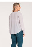Chic Long-Sleeved Press-Stud Shirt with Cheeky Neckline