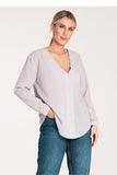 Chic Long-Sleeved Press-Stud Shirt with Cheeky Neckline