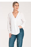 Chic Long-Sleeved Press-Stud Shirt with Cheeky Neckline