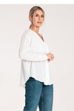 Chic Long-Sleeved Press-Stud Shirt with Cheeky Neckline