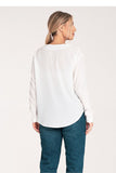 Chic Long-Sleeved Press-Stud Shirt with Cheeky Neckline