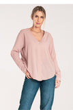 Chic Long-Sleeved Shirt with Press-Studs and Cheeky Neckline