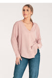 Chic Long-Sleeved Shirt with Press-Studs and Cheeky Neckline