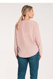 Chic Long-Sleeved Shirt with Press-Studs and Cheeky Neckline