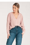 Chic Long-Sleeved Shirt with Press-Studs and Cheeky Neckline