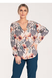 Chic Long-Sleeved Press-Stud Shirt with Cheeky Neckline
