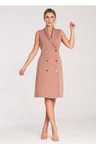 Chic Sleeveless Midi Dress with Double-Breasted Closure