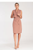 Chic Sleeveless Midi Dress with Double-Breasted Closure