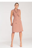 Chic Sleeveless Midi Dress with Double-Breasted Closure