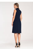 Elegant Sleeveless Midi Dress with Double-Breasted Closure