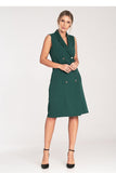 Elegant Sleeveless Midi Dress with Double-Breasted Closure