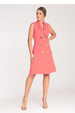 Chic Sleeveless Midi Dress with Double-Breasted Detail