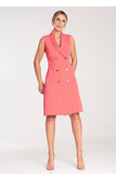 Chic Sleeveless Midi Dress with Double-Breasted Detail