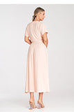 Chic Overlapping Neckline Dress with Elastic Waist Detail