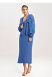 Elegant Midi Dress and Bolero Set with Decorative Bow