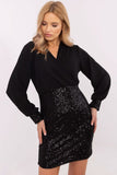 Chic Sequin Pencil Dress with Elegant Envelope Neckline