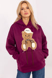 Charming Women's Hooded Sweatshirt with Teddy Bear Patches
