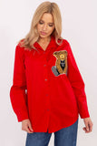 Charming Casual Women's Shirt with Teddy Bear Patch Design